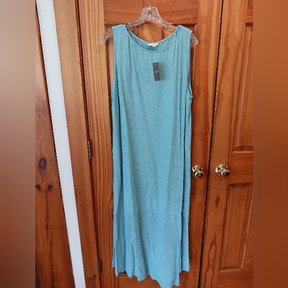 SOLD ELSEWHERE J. Jill purejill Aqua Linen Blend Tank Dress Large Tall NWT